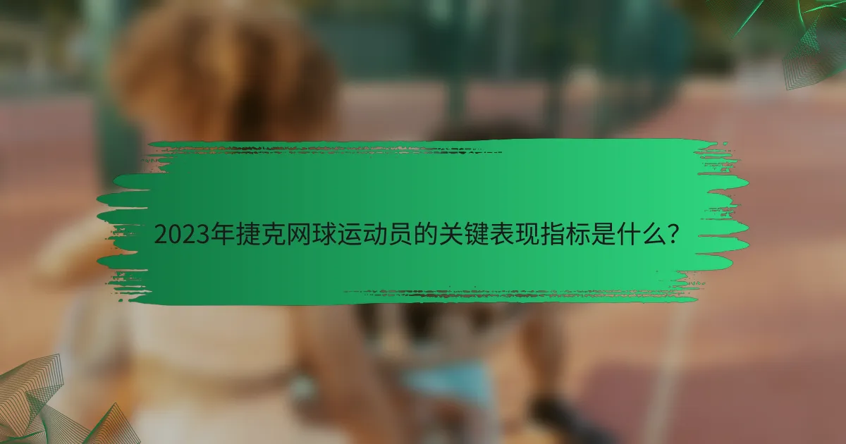 2023年捷克网球运动员的关键表现指标是什么？